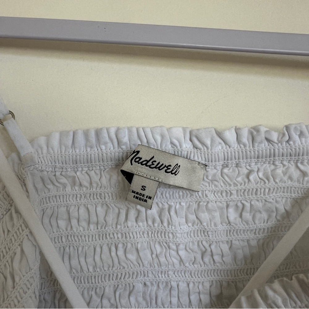Madewell Poplin Smocked Halter Crop Top - Picture 3 of 5